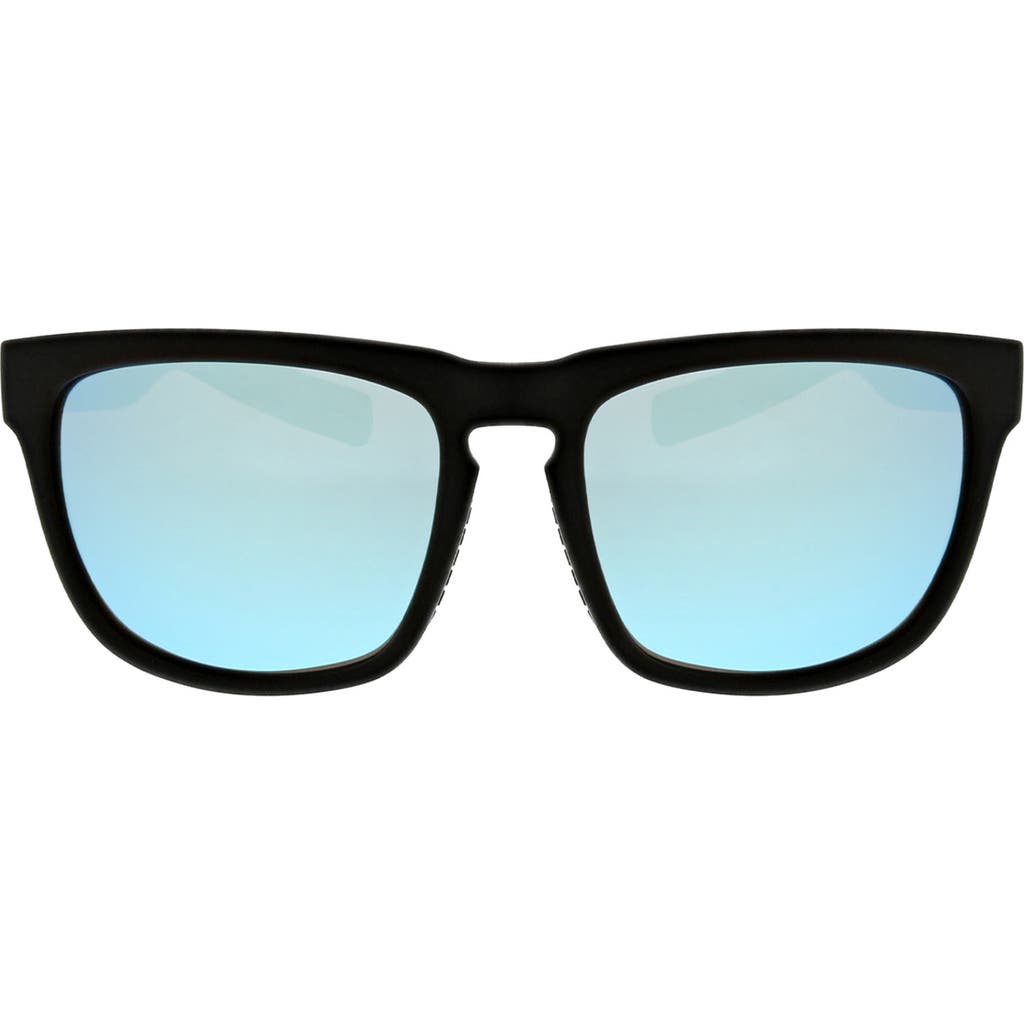 Hurley Modern 56mm Polarized Square Sunglasses In Rubberized Black/blue