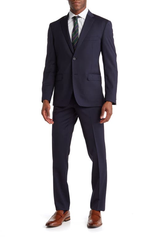 Sartorial Two Button Notch Lapel Wool Blend Suit in Navy