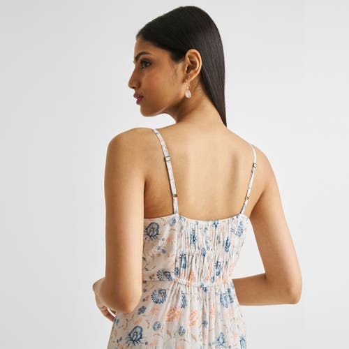 Reistor Ruched Floral Strappy Maxi Dress In Azalea Allure