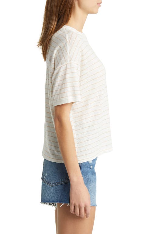 Frame Stripe Organic Linen Pocket T-shirt In Blush Multi