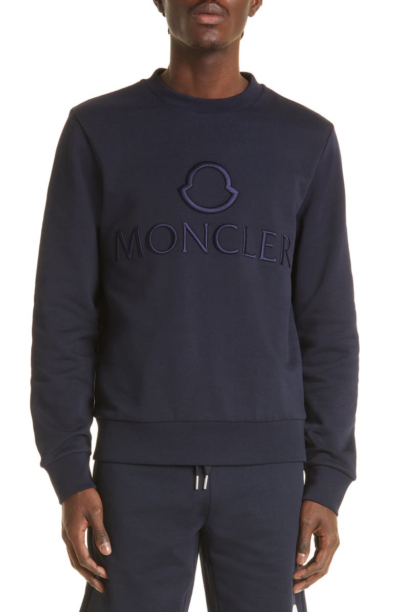 Moncler Embroidered Logo Cotton Sweatshirt | Nordstrom