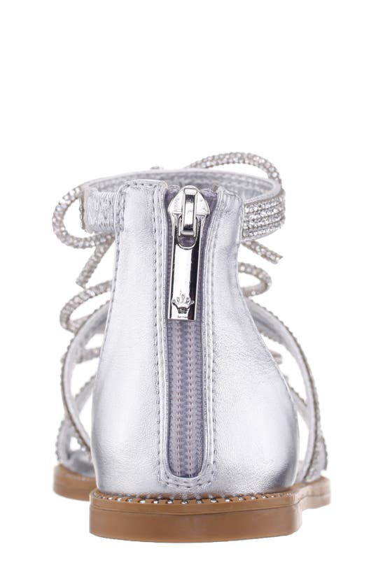 Nina Big Girls Comfort Sandals In Silver Metallic/ Rhinestones