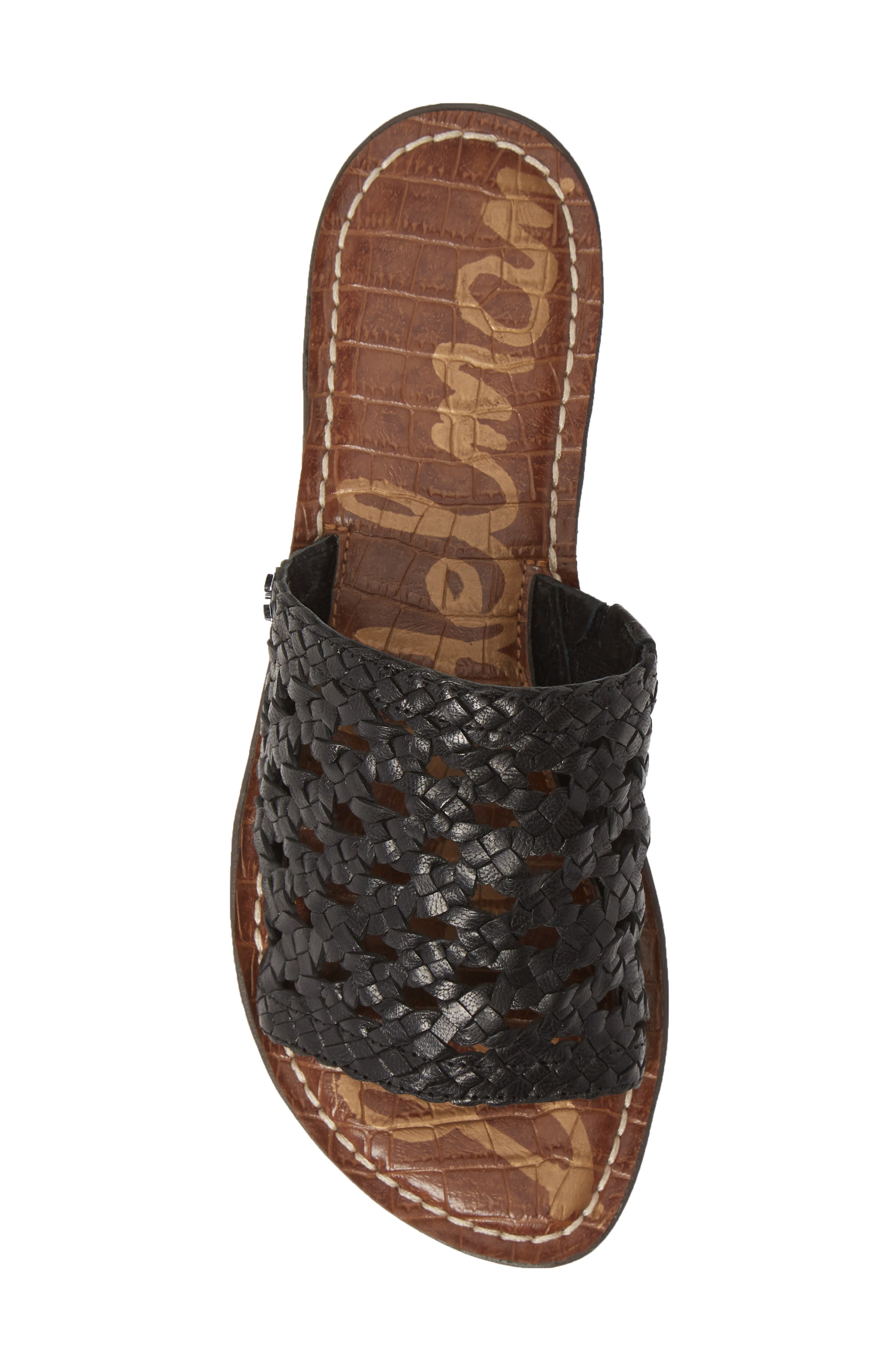 sam edelman genovia croc embossed woven slide sandal