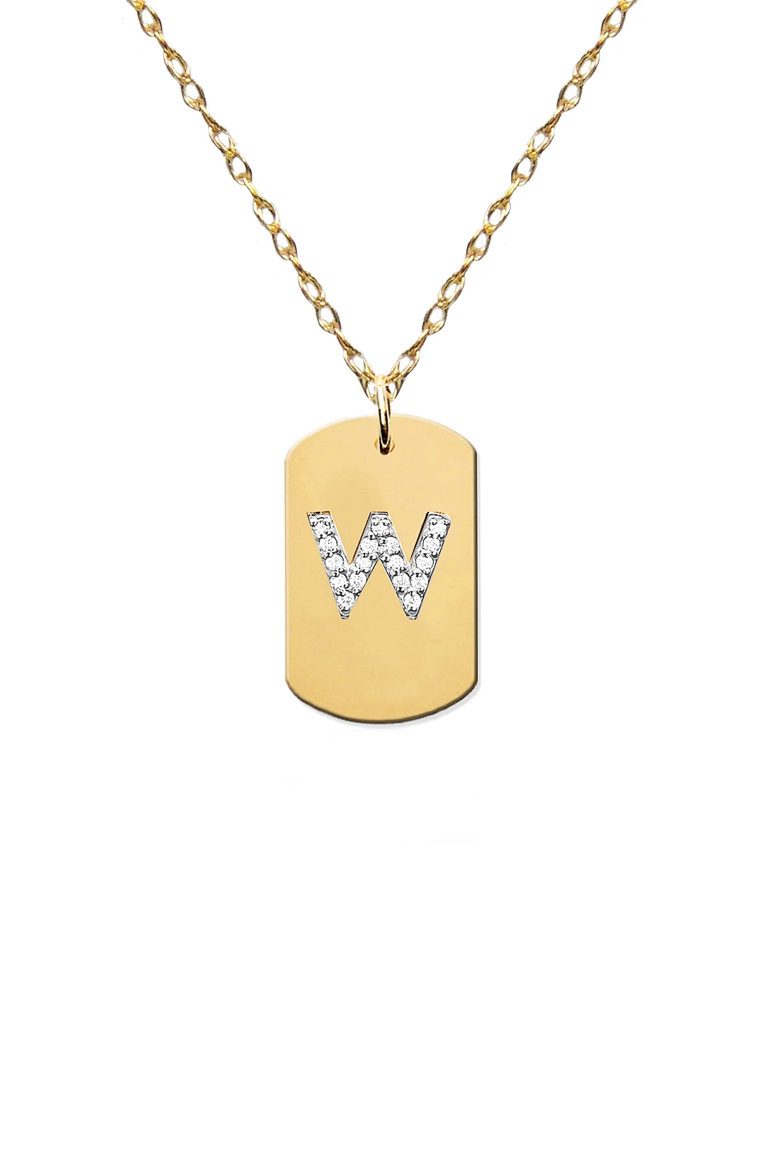 Jane Basch Designs Diamond Initial Dog Tag Necklace (Nordstrom Exclusive)