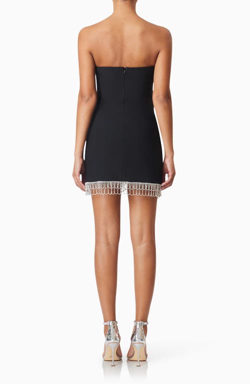 Elliatt Delia Crystal Embellished Asymmetric Strapless Party Dress In Black
