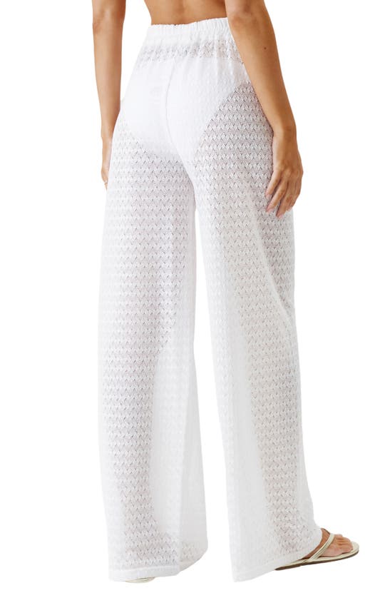 Shop Melissa Odabash Sienna Open Knit Wide Leg Cover-up Pants In White