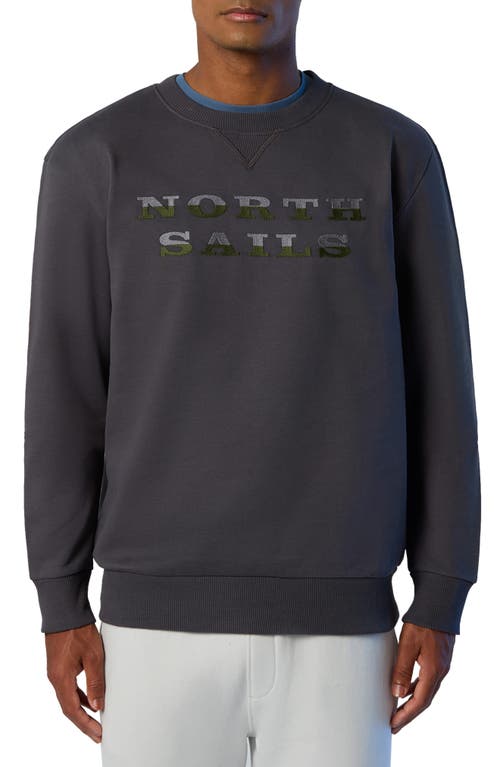 NORTH SAILS Colorblock Logo Embroidered Sweatshirt Asphalt at Nordstrom,