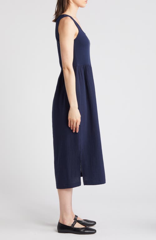 Shop Madewell Mixed Media Tank Dress In Dark Nightfall