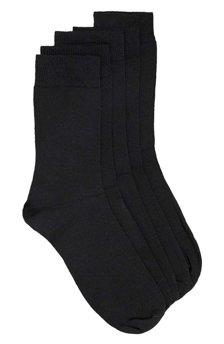 TOPMAN 5-Pack Branded Socks, Main, color, Black