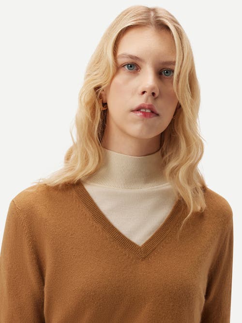 Shop Gobi Cashmere V-neck Sweater In Almond