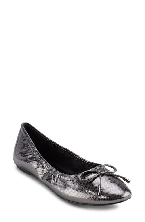 Shop Karl Lagerfeld Paris Velma Metallic Ballet Flat In Dark Slate