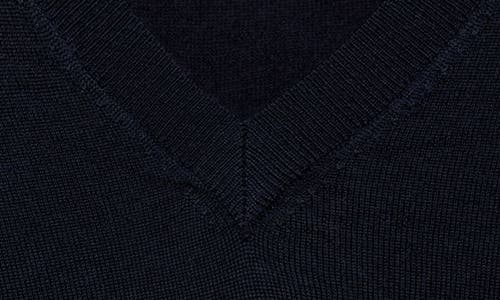 Shop Mango V-neck Merino Wool Sweater In Dark Navy