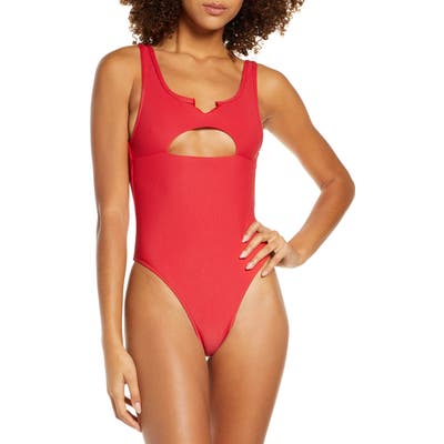 Frankies Bikinis Cody Cutout One-Piece Swimsuit, Red