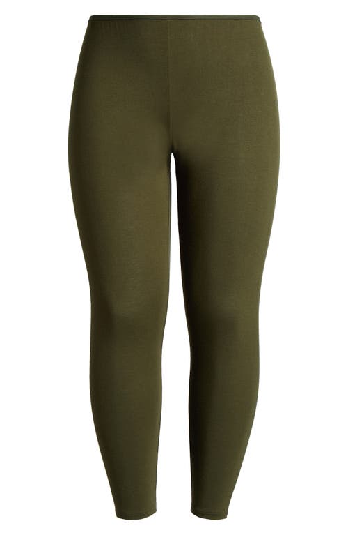 24seven Comfort Apparel Plus Size Comfortable Ankle Length Leggings In Olive