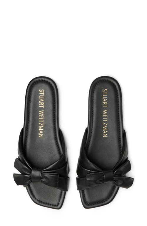 Stuart Weitzman Cece Twisted Leather Ring Slide Sandals In Black Leather