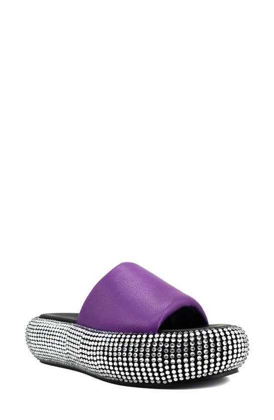 Zigi Sharpay Platform Slide Sandal In Purple Leather