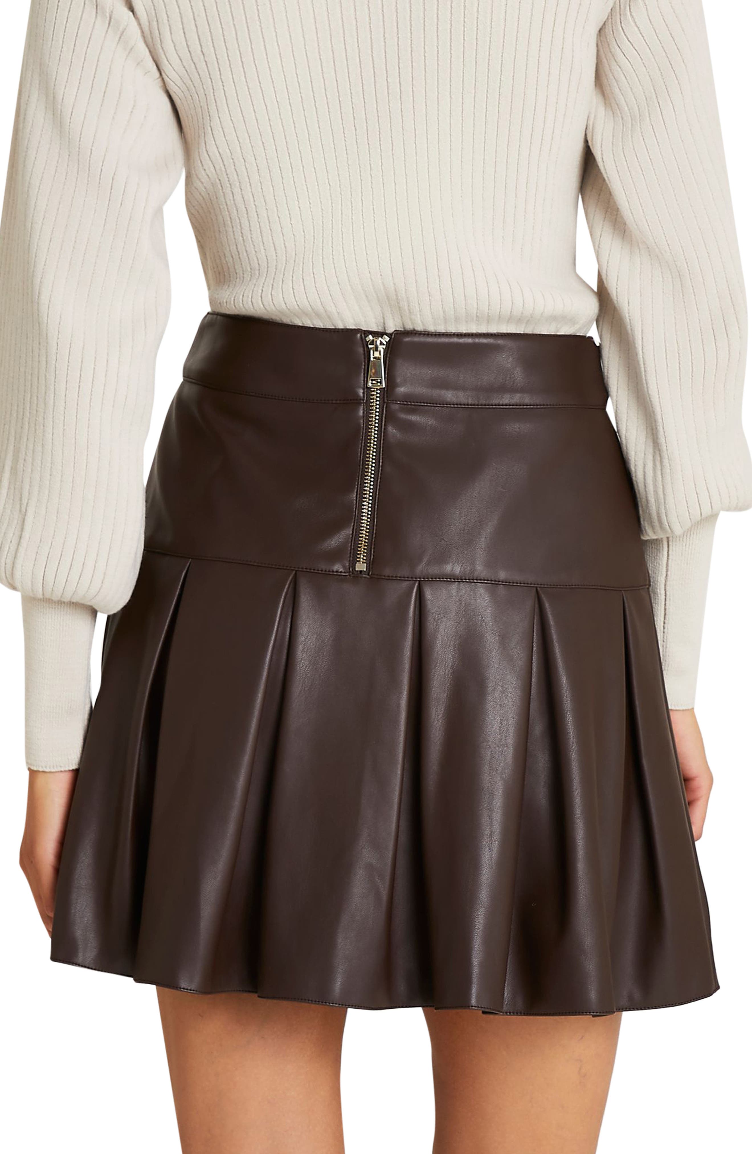 river island pleated leather skirt
