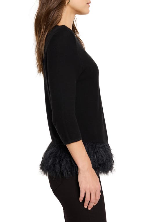 Nic + Zoe Feather Fringe Sweater In Black Onx In Black