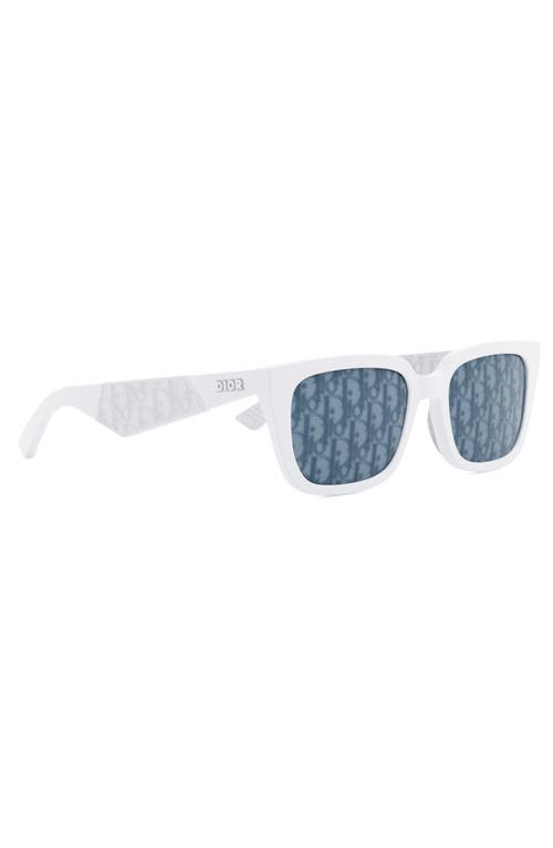 Shop Dior 'b27 S2i 55mm Square Sunglasses In White/blu Mirror