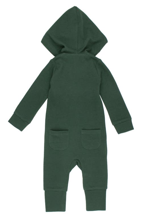 L'OVEDBABY L'OVEDBABY HOODED THERMAL ORGANIC COTTON ZIP FOOTIE 