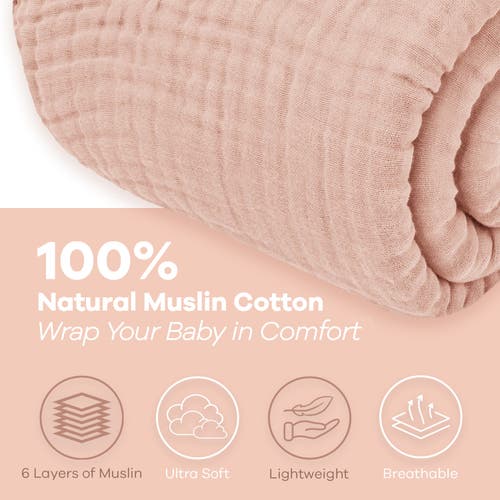Comfy Cubs Adult Muslin Blanket In Blush
