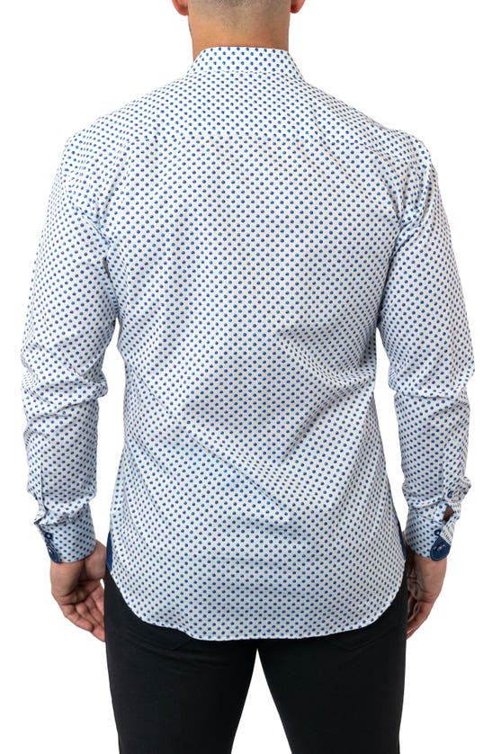 Maceoo Einstein Dot Print Contemporary Fit Button-up Shirt In White