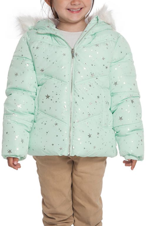 Rokka&rolla Kids' Heavyweight Puffer Jacket In Mist With Silver Star