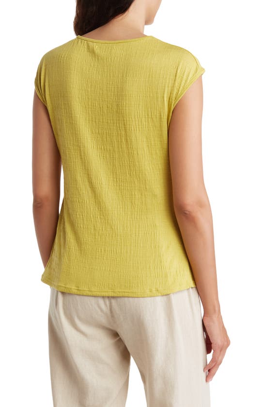 Max Studio Textured Side Gather Top In Chartreuse