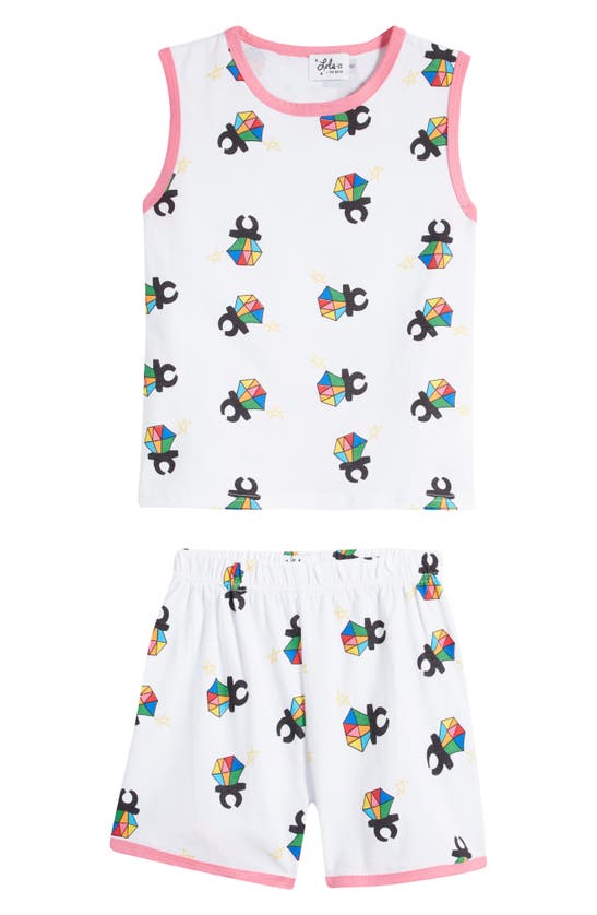 Shop Lola & The Boys Lola + The Boys Kids' Candy Crush Tank & Shorts Set In White