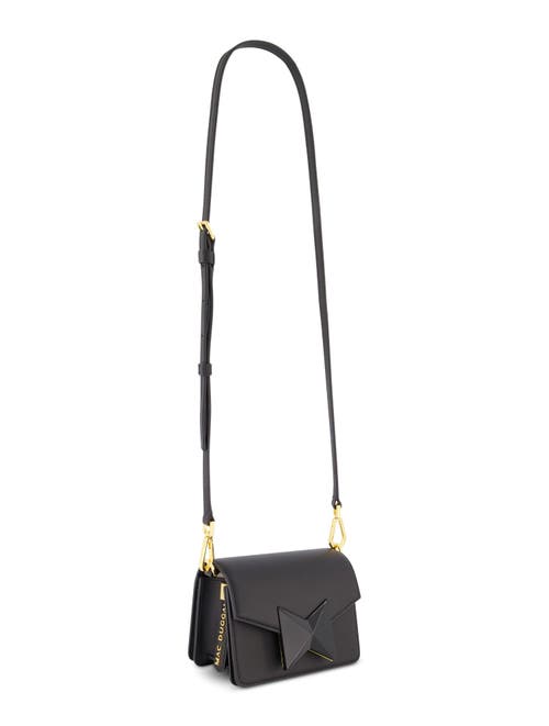 Mac Duggal Mini Leather Gold Strap Crossbody Bag In Black