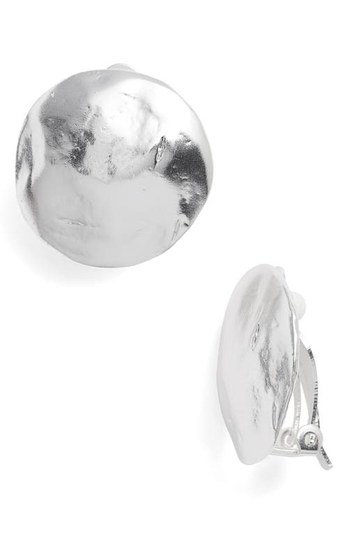 Eva Shell Disc Clip-On Earrings in Silver
