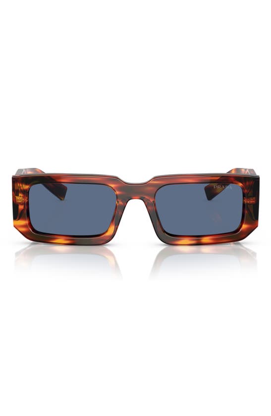 Prada 53mm Rectangular Sunglasses In Brown/blue Solid
