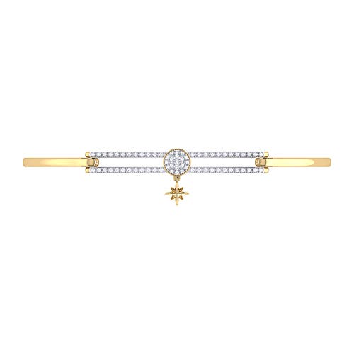 Shop Luvmyjewelry Full Moon North Star Sterling Silver Diamond Bangle In 14kt Gold Vermeil On Sterling