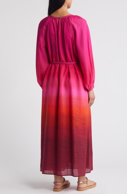 Shop Tommy Bahama Harmony Hues Long Sleeve Maxi Dress In Pink Papaya