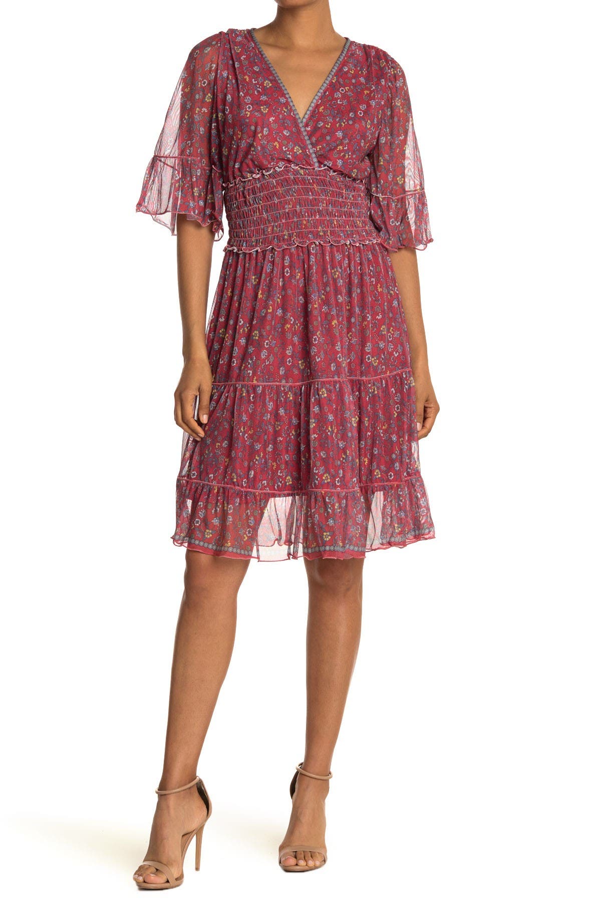 max studio flutter sleeve dress