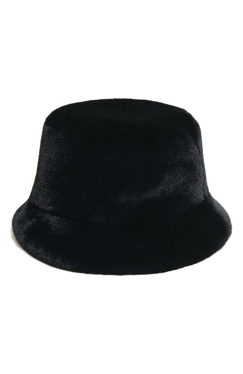 Apparis Amara Pluche™ Faux Fur Bucket Hat in Noir 