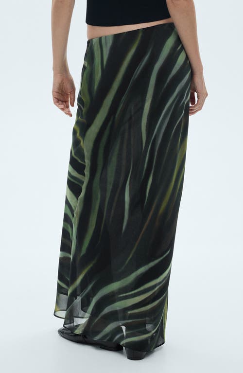 Shop Mango Palm Print Chiffon Maxi Skirt In Black