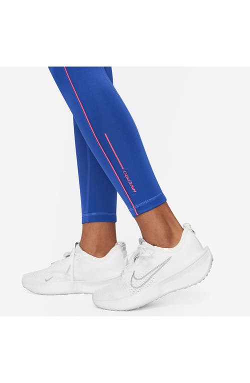 Shop Nike Kids'  Pro Dri-fit Leggings In Game Royal/aster Pink