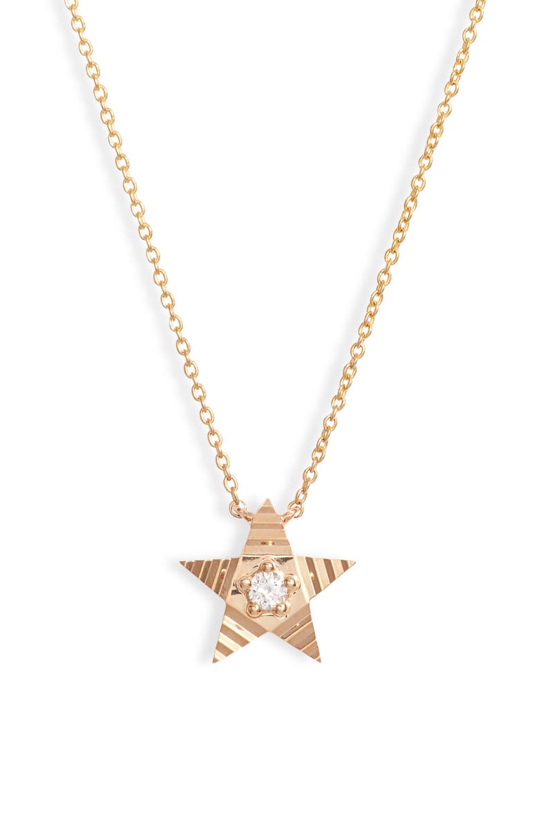 Dana Rebecca Designs Diamond Fluted Star Pendant Necklace, Main, color, Yellow Gold