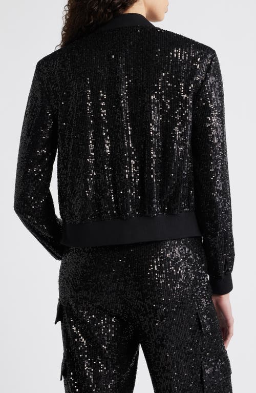 Shop Anne Klein Sequin Bomber Jacket In Anne Black