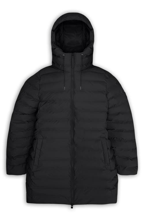 Rains Lohja Waterproof Long Puffer Jacket In Black