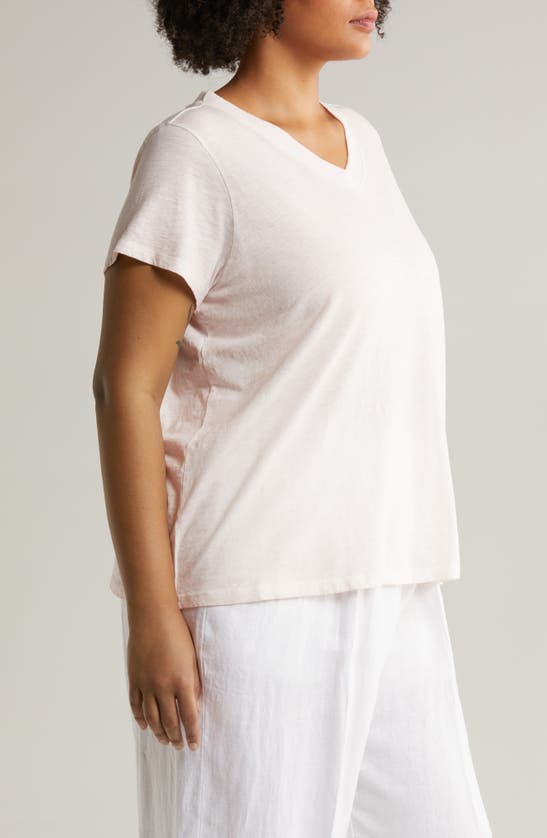 Shop Eileen Fisher Organic Cotton V-neck T-shirt In Crystal Pink