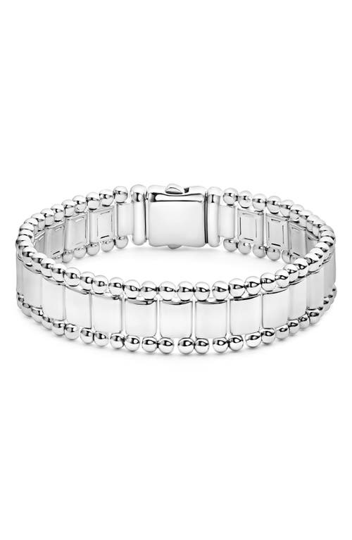 Shop Lagos Anthem Caviar Lined Bracelet In Silver