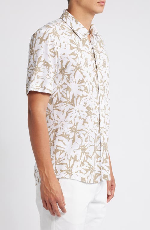 Shop Hugo Boss Boss Roan Ken Floral Short Sleeve Cotton Button-up Shirt In White