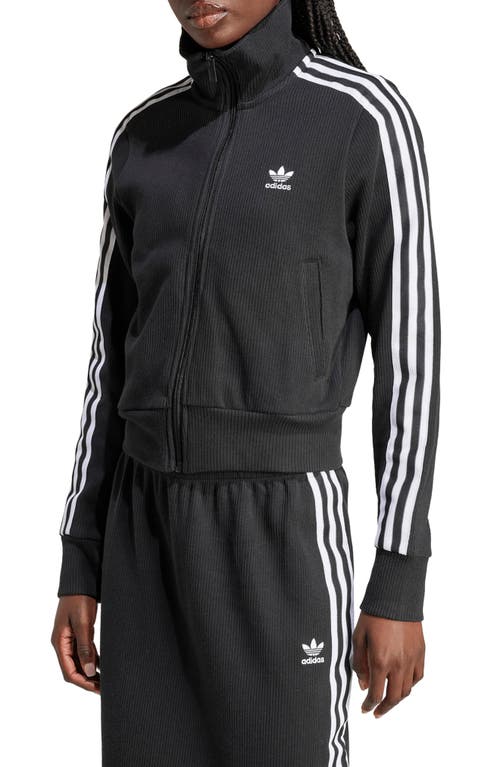 Adidas Originals Firebird Zip Jacket With Ribbed Collar And Pockets In Black