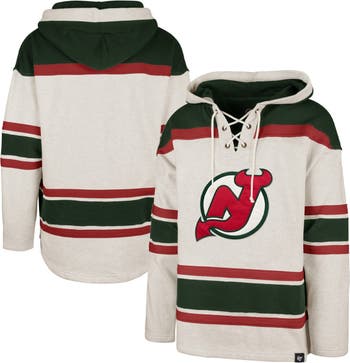 Men's New Jersey Devils '47 Cream Superior Lacer Pullover Hoodie
