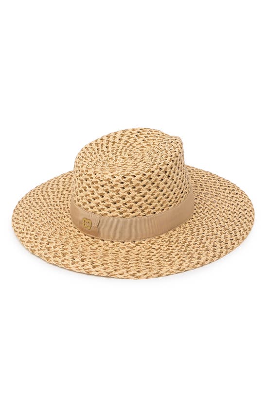 Eric Javits Cannes Ii Wide Brim Woven Fedora In Peanut