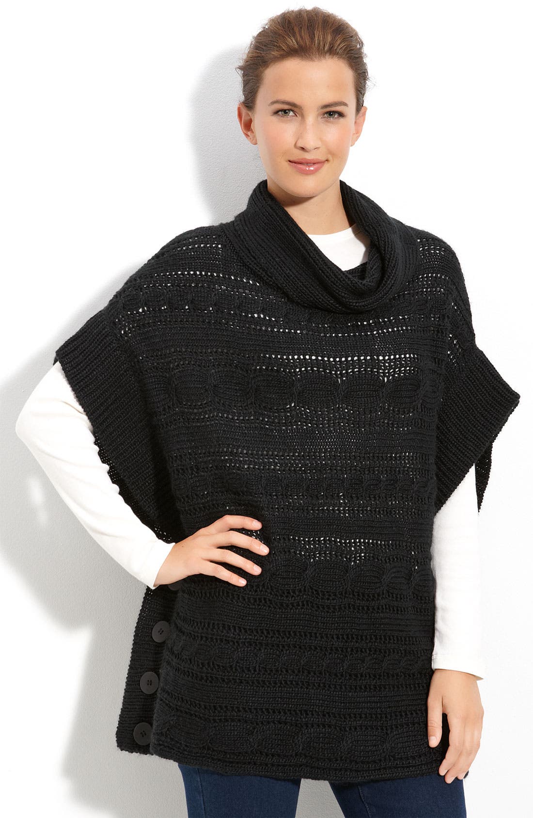 Fever Cable Knit Poncho Nordstrom