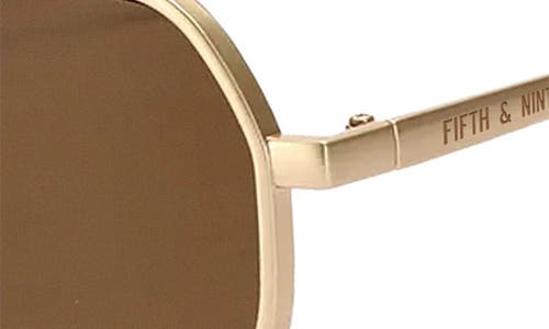 Fifth & Ninth Nola 58mm Polarized Aviator Sunglasses In Brown/gold