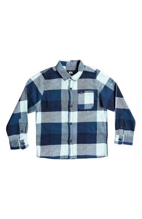 Quiksilver Kids' Motherfly Buffalo Check Flannel Button-Up Shirt in Blue Light - Plaid 1